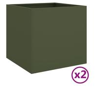 (green, 49 x 47 x 46 cm/ 2 pcs) vidaXL Planter Raised Garden Bed Plant Pot Flower Pot Grey Weathering Steel