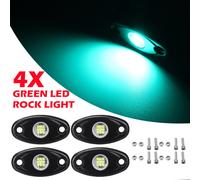 (Green) 4pcs LED Rock Light Underbody Atmosphere Deck Lamp Wireless Underbody Aluminum Alloy For Offroad Truck UTV Marrine