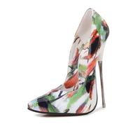 Green,5.5 UK,Womens High Stiletto Heels Pointy Closed Toe Slip on Pumps with 6.3 inch/16cm Metal Heel Printed Wedding Bridal Party Prom Dress Shoes