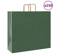 vidaXL Kraft Paper Bags 250 Pieces with Green Handles 54 x 15 x 49 cm, Paper Bag, Paper Gift Bag, Kraft Paper Gift Bag