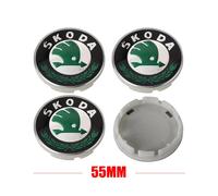 (green 55mm) 4pc 55mm 65mm Car Original Wheel Center Cover Hub Cap Emblem Replacement For Skoda Octavia Fabia Rapid Yeti Superb A5 A7 VRS VII