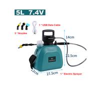 (Green-5L-7.4V) Electric Battery Sprayer Gardening Watering Flowers Can Agricultural Disinfecting 2000mAh Powerful Battery Spray