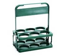 (Green) 6 Compartment Plastic Foldable Beer Carrier, Container for Wine, Beer, Soda