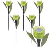 (Green) 6 Pack Solar LED Tulip Flower Lights for Garden Outdoor Decoration - ya01