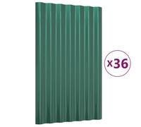 (green, 60 x 36 cm) vidaXL 12/36x Roof Panels Powder-coated Steel Corrugated Multi Colours/Sizes