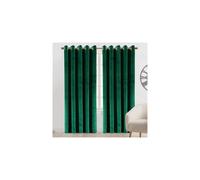 (Green, 66" x 72" (168cm x 183cm)) Crushed Velvet Blackout Curtains Eyelet Ring Top Readymade Drapes