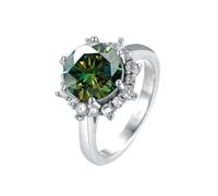 (green, 7) Bagueringen Luxury 3 Carat Moissanite Diamond Jewelry S925 Sterling Silver Wedding Ring For Women Flower Shaped Design Size5-9
