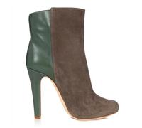 Green,7 UK,Fashion Colorblock Ankle Boots for Womens Round Toe Stiletto High Heels Pull on Booties Suede Wedding Dating Work Fall Shoes