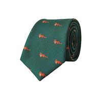 Green 8 cm Tie Men's Fashion Jacquard Woven Standard Ties Business Casual Formal Wedding Party Retro - Green with Fox Pattern
