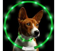 (Green) 8 Colours RGB LED Flash Pet Dog Collars Light Anti Lost USB Rechargeable Night Safety