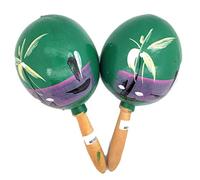 Green - 8" Hand Made Genuine Mexican Real Wooden Maracas (Pack of 2) Hand Painted. Wood. Noisemaker. Latin Dance Party Fiesta Musical Instrument.