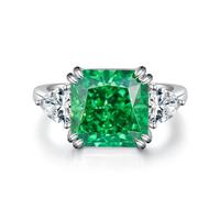 (green, 8) Tancise 6 Colors S925 Sterling Silver Ring Women's 5 Carat Square Ice Cut High Carbon Diamond
