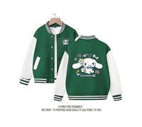 (green, 90) Spring/autumn Sanrio Children's Jacket Cinnamoroll Coats Cute Anime Cartoon Kawaii Loose Sports Baseball Clothes Birthday Gift