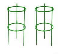 Green ABS Tomato Cage for Pots, Adjustable Plant Trellis Ring Support for Climbing Vines, Small Vegetable Garden Stakes for Container Gardening, Flower Holder(2pcs)