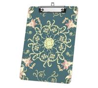 Green Abstract Flower Acrylic Clipboard with Silver Low Profile Clip A4 Clipboards Decor Classroom Supplies Gift Clip Board for Teacher Nurses Woman Men Teens Birthdays Valentins Easter