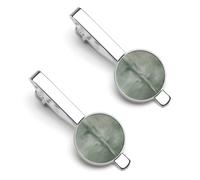 Green Abstract Seascape 2 Pcs Tie Clips for Men Necktie Tie Bar