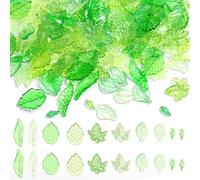 Green Acrylic Leaf Beads Charms, 400 PCS Transparent Frosted Maple Leaves Pendants for Jewelry Making and Crafts, Leaves for DIY Projects Jewelry Making DIY Spring Crafts Earring Bracelet