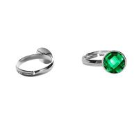 GREEN Acrylic Rhinestone gem on a Adjustable Ring Jewellery Gift Handmade