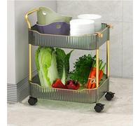 Green Acrylic Storage Trolley with Lockable Wheels - 2-Tier Mobile Utility Shelf for Kitchen, Bathroom, Study nization - Rolling Cart for Easy Storage Solutions