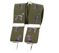 Green adjustable Black Labrador/Retriever Dog Themed Braces in a presentation box - for shorts or trousers