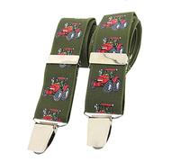 Green adjustable Red Tractor/Farming Themed Braces in a presentation box - for shorts or trousers