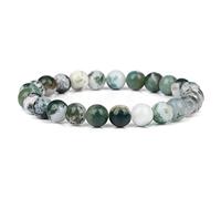 Green Agates Malachite 8mm Crystal Quartzs Stone Bracelets for Women Men Jewelry,22.Glass,17cm Household (Color : 18.Tree Agate, Size : 21 cm)