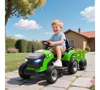 AIYAPLAY Ride on Tractor and Trailer, 12V Electric Ride on Tractor - Green