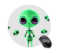 Green Alien_74804394 Mouse Pad - Ultra Thin, 7.8 Inch Round Mousepad with Non-Slip Rubber Base, Waterproof Mouse Mat for Office, Gaming