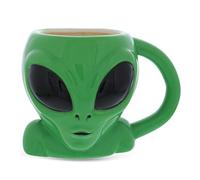 Green Alien Cartoon Novelty Mug: Ceramic Cute Coffee Mugs & Tea Cup, Cool & Unique UFO Shaped Alien Mug for Coffee Lovers Gifts - 17 Oz.
