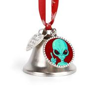 Green Alien Christmas Jingle Bells Tree Hanging Ornament Xmas Bell Pendant Party Festival Decor Love Bell