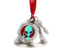 Green Alien Christmas Jingle Bells Tree Hanging Ornament Xmas Bell Pendant Party Festival Decor Wing Bell