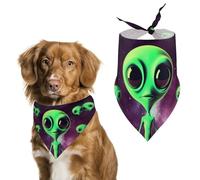 Green Alien Dog Bandana Triangle Dog Scarf Washable Polyester Dog Bibs Cute Pet Bandana for Medium Large Dogs Puppy and Cats