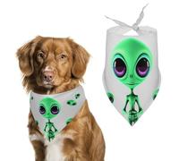 Green Alien Dog Bandana Triangle Dog Scarf Washable Polyester Dog Bibs Cute Pet Bandana for Medium Large Dogs Puppy and Cats