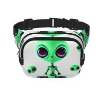 Green Alien Fanny Pack For Women Waterproof Adjustable Belt Bags Waist Pack Fashion Casual Crossbody Bags Bum Bag For Running Workout Hiking Traveling, Black, One Size