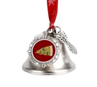 Green Alien Head on A Pizza Christmas Jingle Bells Tree Hanging Ornament Xmas Bell Pendant Party Festival Decor Wing Bell