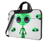 Green Alien Laptop Shoulder Bag For Men Women Briefcase Messenger Bag W/Strap Handle Waterproof Laptop Sleeve Bag 14 Inch