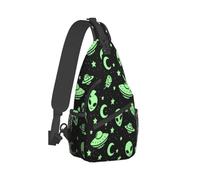 Green Alien Moon Ufo Crossbody Chest Bag, Unisex Crossbody Bag, Travel, Sports, Hiking And Leisure Backpack