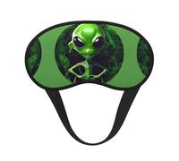 Green Alien Print Blackout Sleep Mask, with Adjustable Strap for Travel, Night Work, Nap, Office