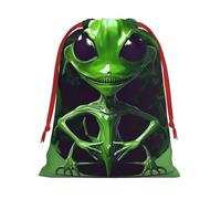 Green Alien Print Functional Gift Storage Bag Eco-Friendly Comfortable Touch Outdoor Activities Use