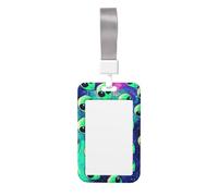 Green Alien Print Id Card Holder,Badge Holder with Lanyard,Work Pass Protector for Office Staff School Nurse