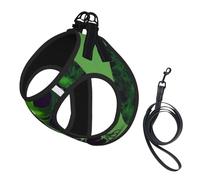 Green Alien Print Pet Leash Vest,Breathable Mesh Pet Harness, Reflective For Small Medium Dogs Safe Easy Walking