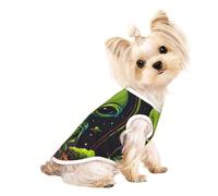 Green Alien Print Pet T-Shirt, Sleeveless Pullover Vest For Small Puppy Kitten Indoor Outdoor Wear