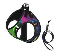 Green Alien Print Reflective No Choke Pet Vest Harness,Adjustable Soft Padded Dog Harness With Easy Control Handle