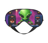 Green Alien Print Soft Eye Mask, Adjustable Strap Soft Eye Cover Blindfold for Travel Yoga Nap Shift Work