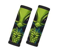 Green Alien Print Travel Essentials Luggage Handle Wrap Grips 2 Packs Easy Identification Suitcases