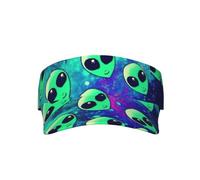 Green Alien Print Unisex Adjustable Sun Visor Empty Top Uv Protection for Golf Running Beach Sports