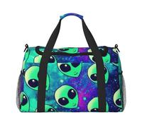 Green Alien Print Versatility Ample Space Travel Bag Stylish Functional Tote for Outdoor Activities