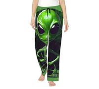 Green Alien Print Women'S Lightweight Lounge Pajama Pants - Soft Breathable Versatile Sleep Bottoms S-3xl