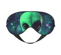 Green Alien Printing Sleep Mask for Women Men Double-Sided Print Soft Silk Eye Masks Eye Sleep Shade Cover