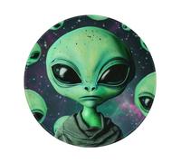 Green Alien Prints Round Mouse Pad 1 PCS,Non-Slip Rubber Base Mousepad Mouse Mat for Laptop Computer Office 7.9 x 7.9 Inch
